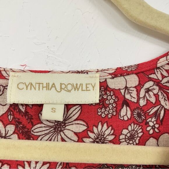 Cynthia Rowley Red Ditsy Floral Ruffled Boho Womens Blouse S Shirt Top Peasant - Picture 4 of 11